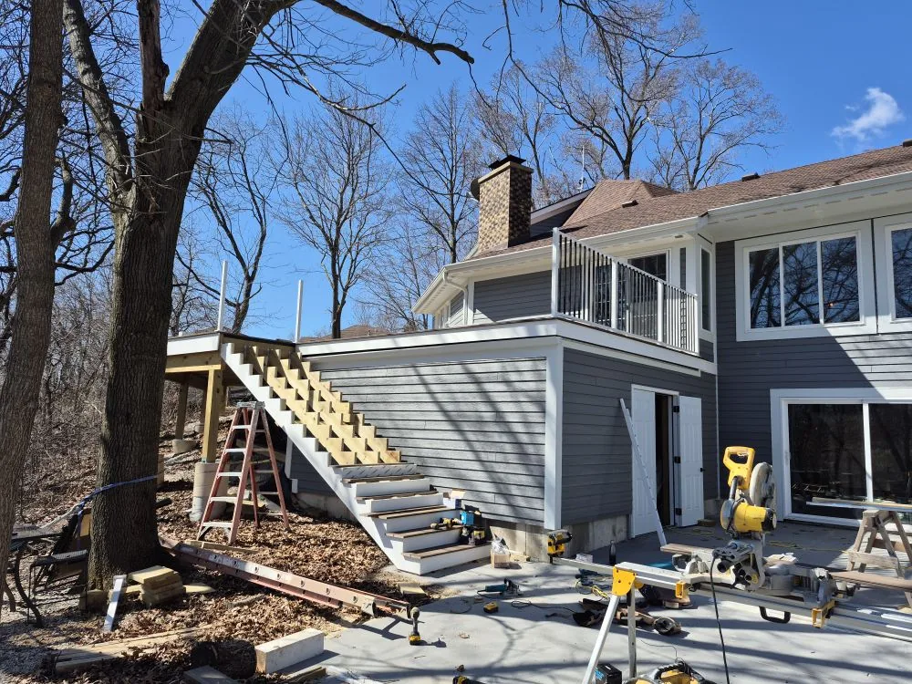 Deck and stairs during construction